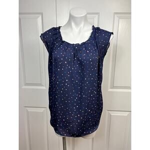 LC Lauren Conrad Navy Blue Short Sleeve Women's Blouse Size Medium